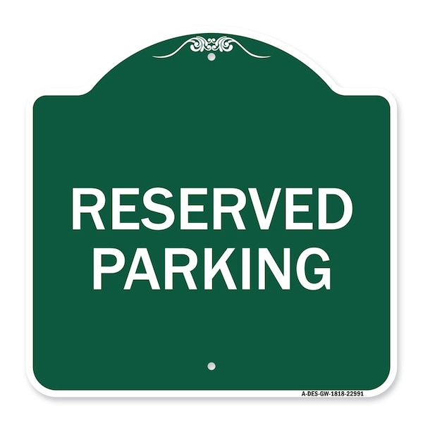 Reserved Parking Bright Yellow, Green & White Aluminum Architectural Sign, 18" x 18", GW-1818-22991